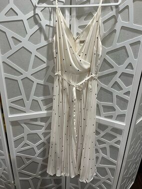 LOFT Cream Midi Dress with Black Polka Dots